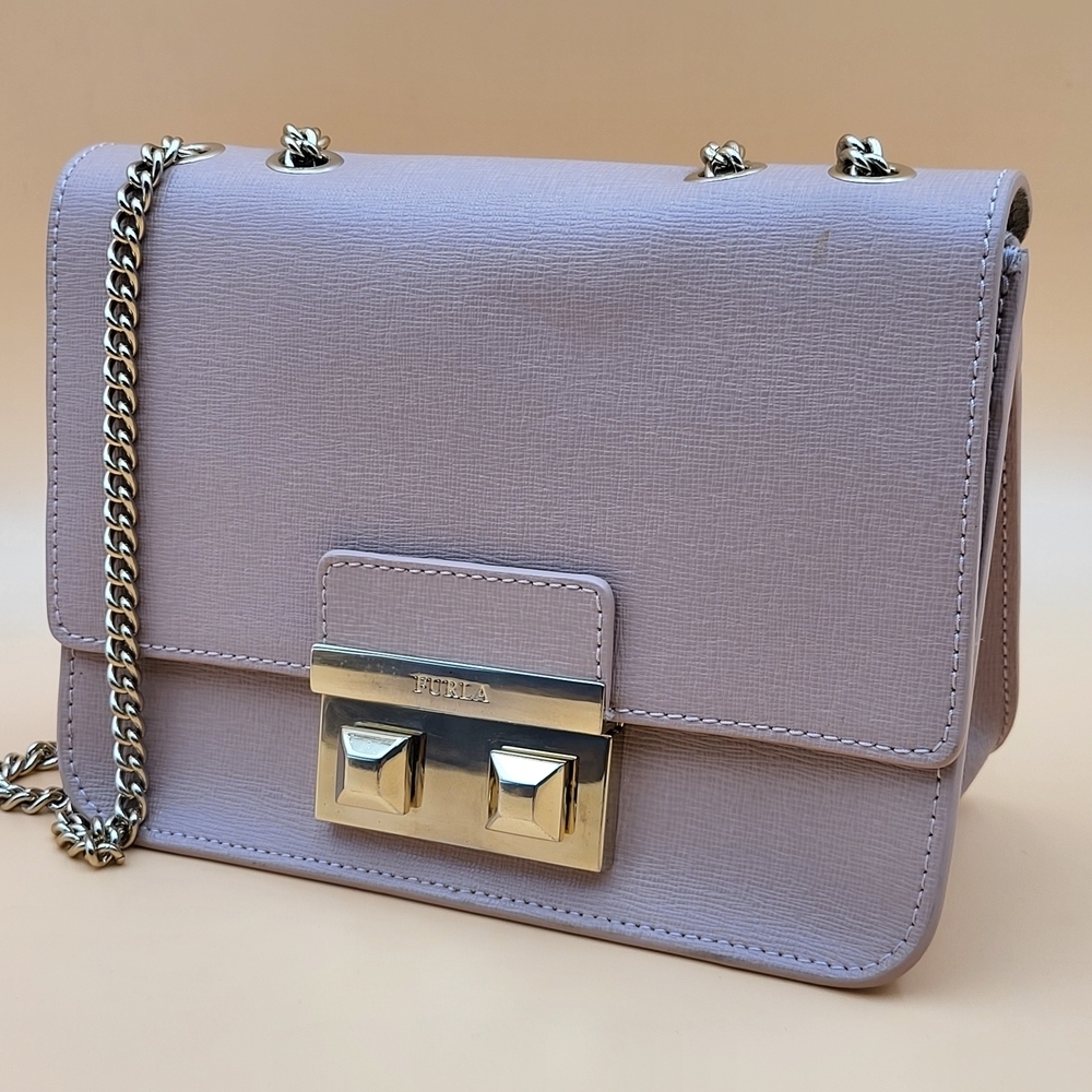 Furla Bella Mini Chain Crossbody Saffiano Leather Bag in Freesia.